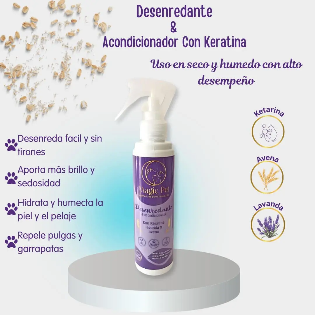 Acondicionador natural Magic Pet que elimina nudos y facilita el peinado del pelaje