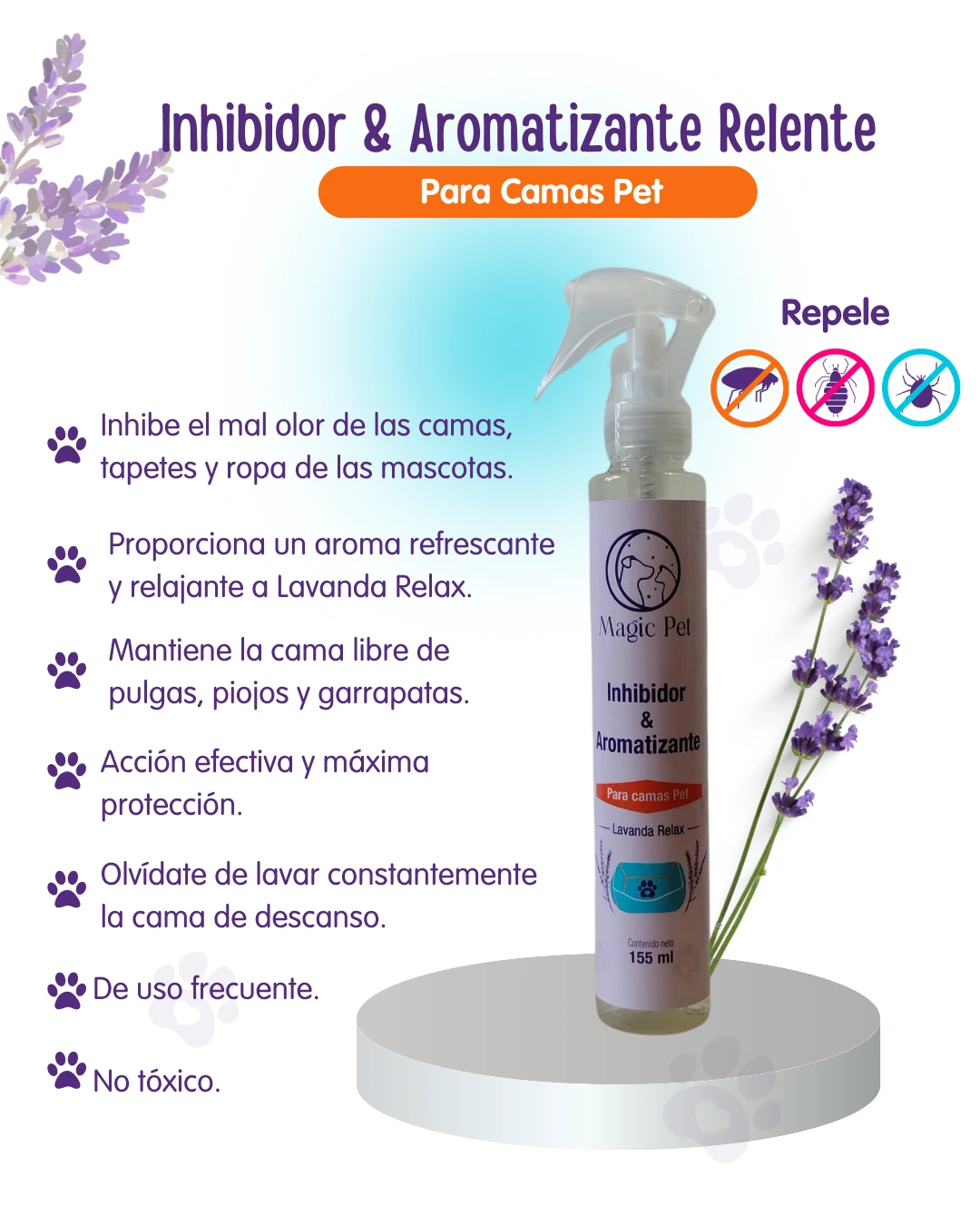 Aromatizante Lavanda Relax repelente Magic Pet que perfuma y protege camas de mascotas